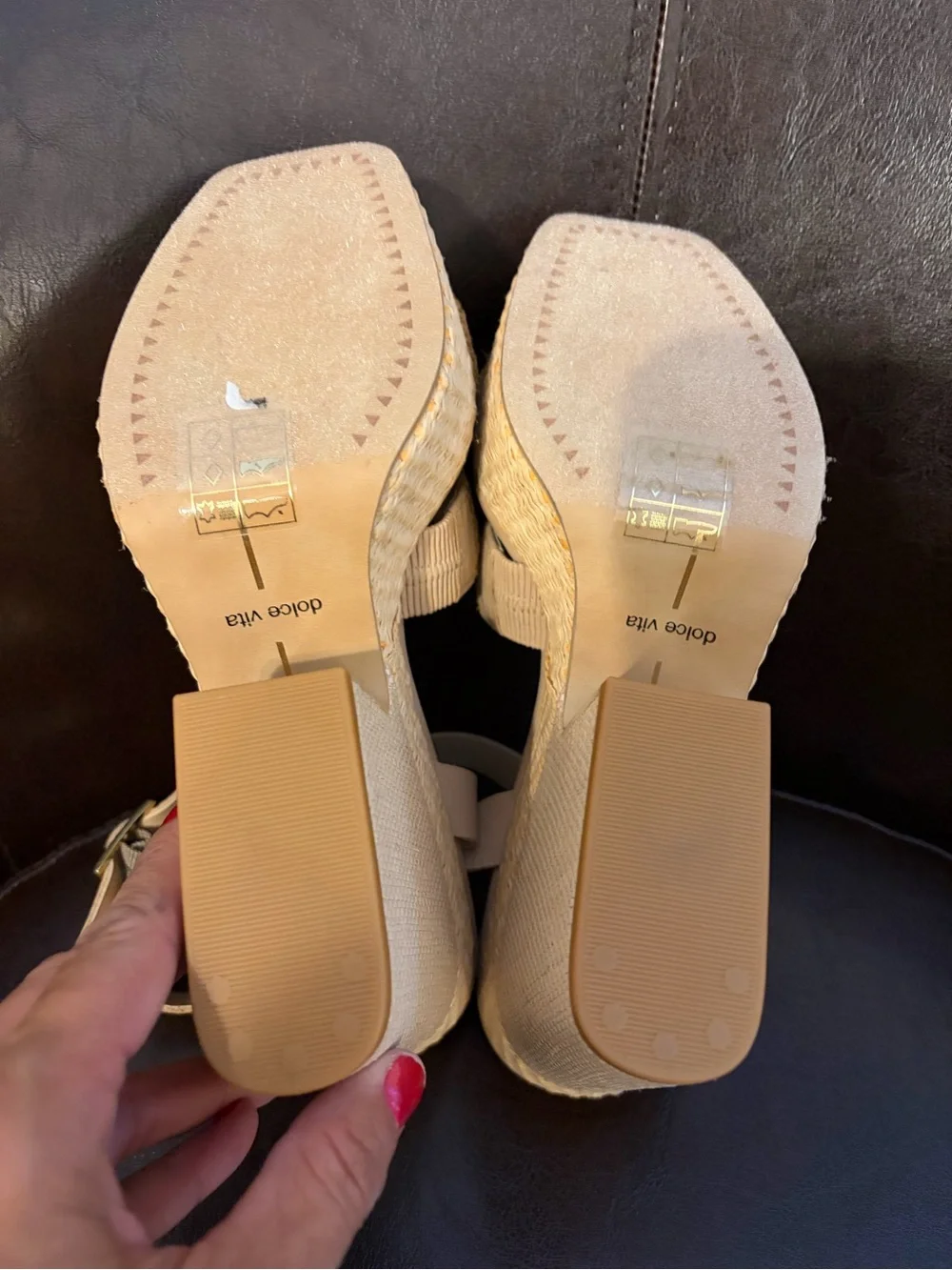 Dolce Vita Beige Braided Platform Wedge Sandals shoes tan camel women’s size 7.5